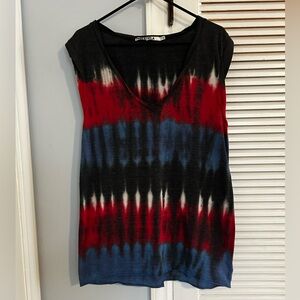 Pam & Gela Women's Tie-Dye Tunic- Red, Blue, Black S
